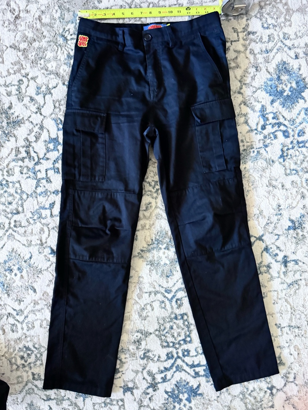 Empyre Black Cargo Pants with Patch Detail